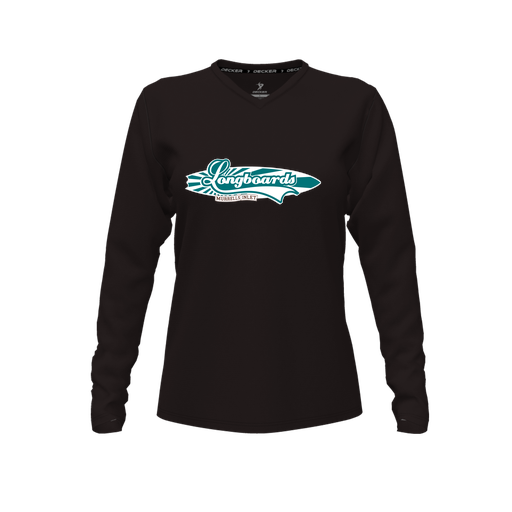 [CUS-DFW-TEES-PER-VNK-LSL-BLK-FYXS-LOGO1] Performance T-Shirt (Female Youth XS, Black, V Neck, Logo 1, Long Sleeve)