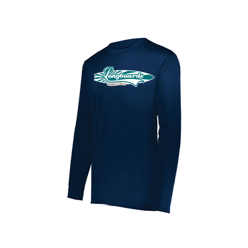 [222823.065.S-LOGO1] Youth LS Smooth Sport Shirt (Youth S, Navy, Logo 1)